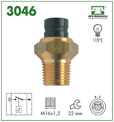 Mte-thomson Sensor, Kühlmitteltemperatur [Hersteller-Nr. 3046] für Fiat von MTE-THOMSON