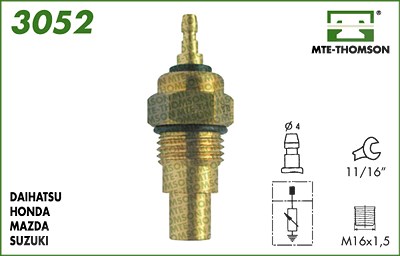 Mte-thomson Sensor, Kühlmitteltemperatur [Hersteller-Nr. 3052] für Daihatsu, Honda, Mazda, Suzuki, Triumph von MTE-THOMSON