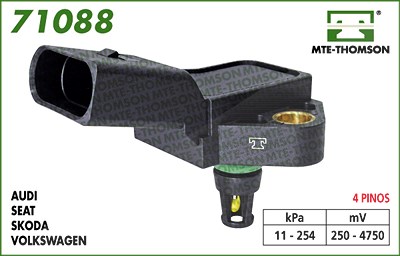 Mte-thomson Sensor, Saugrohrdruck [Hersteller-Nr. 71088] für Audi, Bentley, Seat, Skoda, VW von MTE-THOMSON