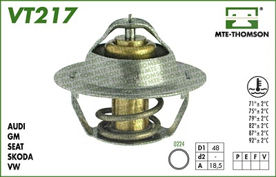 Mte-thomson Thermostat, Kühlmittel [Hersteller-Nr. VT217.87] für Audi, Chevrolet, Daewoo, Ford, Opel, Saab, VW von MTE-THOMSON