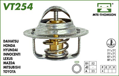 Mte-thomson Thermostat, Kühlmittel [Hersteller-Nr. VT254.88] für Chrysler, Daihatsu, Honda, Hyundai, Kia, Mazda, Mitsubishi, Suzuki, Toyota von MTE-THOMSON