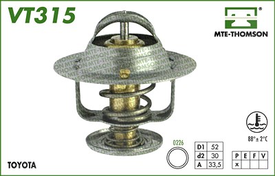 Mte-thomson Thermostat, Kühlmittel [Hersteller-Nr. VT315.88] für Daihatsu, Jaguar, Toyota von MTE-THOMSON