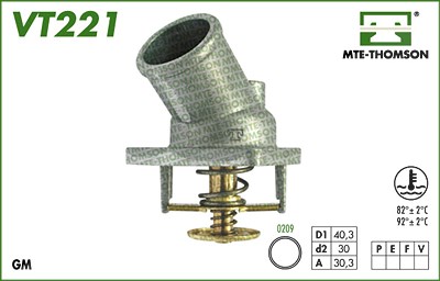 Mte-thomson Thermostat, Kühlmittel [Hersteller-Nr. VT221.82] für Opel, Vauxhall von MTE-THOMSON