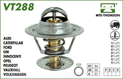 Mte-thomson Thermostat, Kühlmittel [Hersteller-Nr. VT288.82] für Opel von MTE-THOMSON