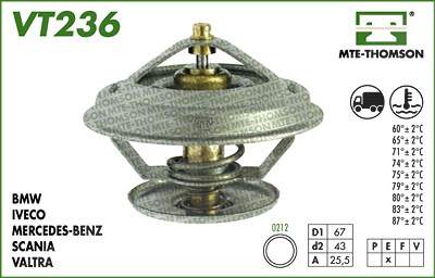 Mte-thomson Thermostat, Kühlmittel [Hersteller-Nr. VT236.80] für BMW von MTE-THOMSON