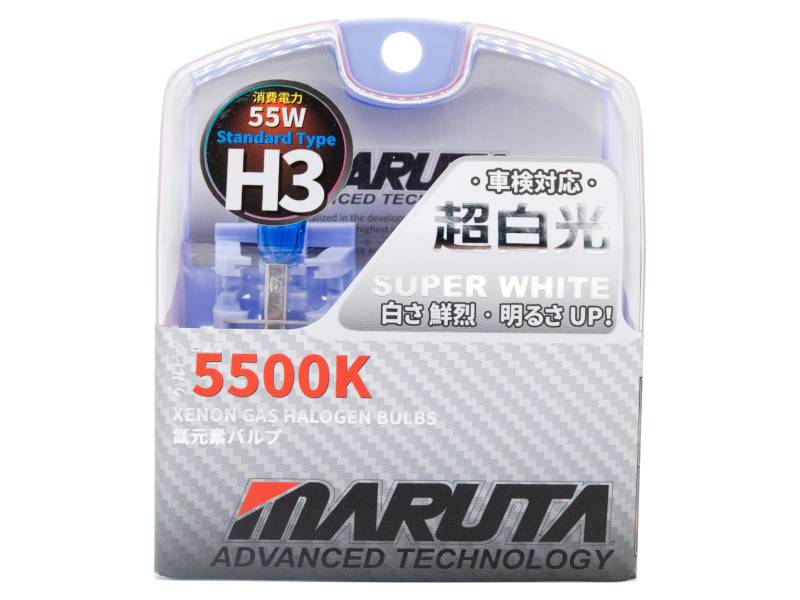 MARUTA SUPER WHITE H3 12V 55W Halogenlampe für Scheinwerfer, Nebelscheinwerfer & Tagfahrlicht, 5500K Xenon-Effekt von MARUTA