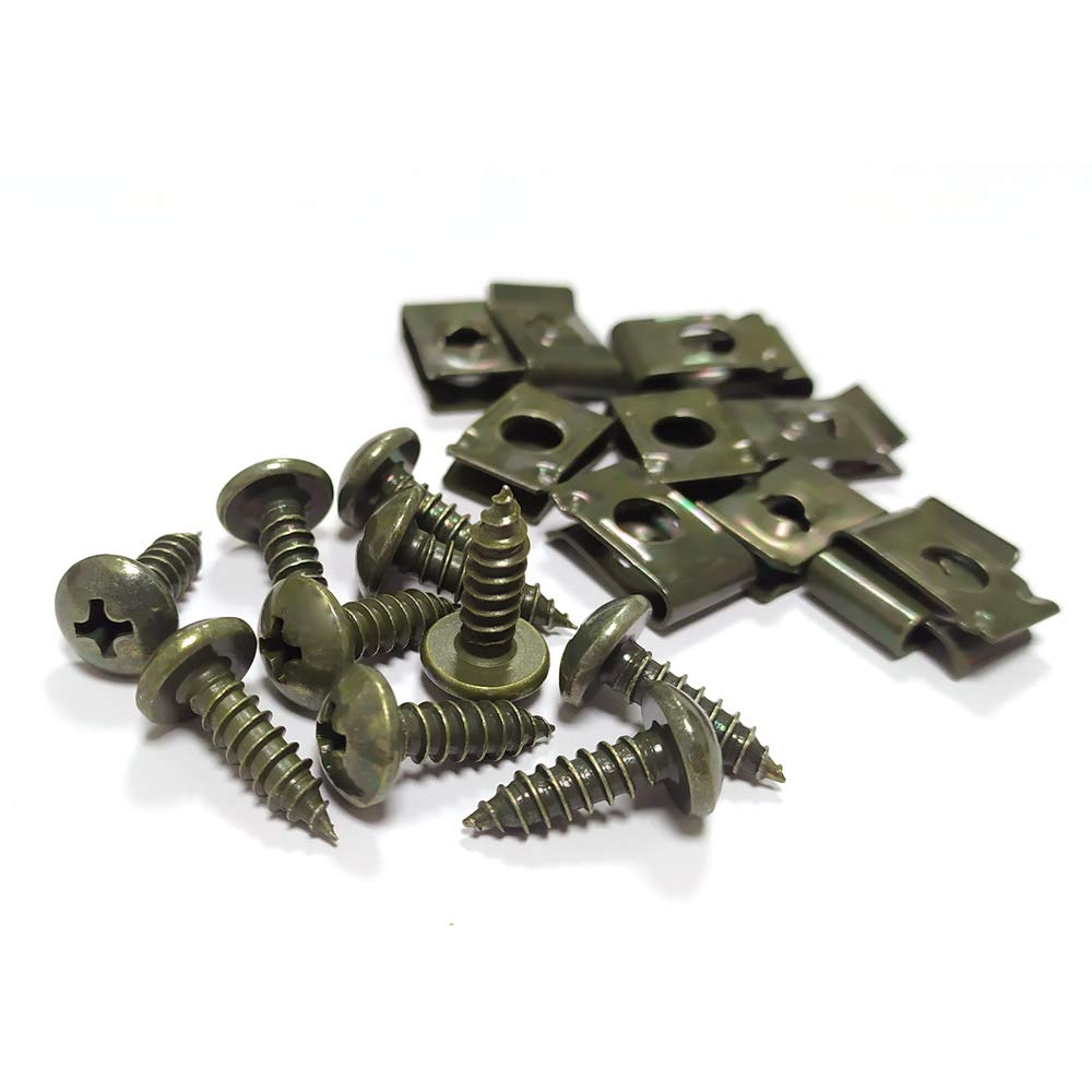 Auto Motorrad Roller ATV Moped E-Bike Kunststoffabdeckung Metallhalterung U-Typ-Clips mit selbstschneidenden Schrauben M4 M5 kompatible Befestigungslösung 10/20/30 Stück(10PCS M4X16MM) von MTGUIWF