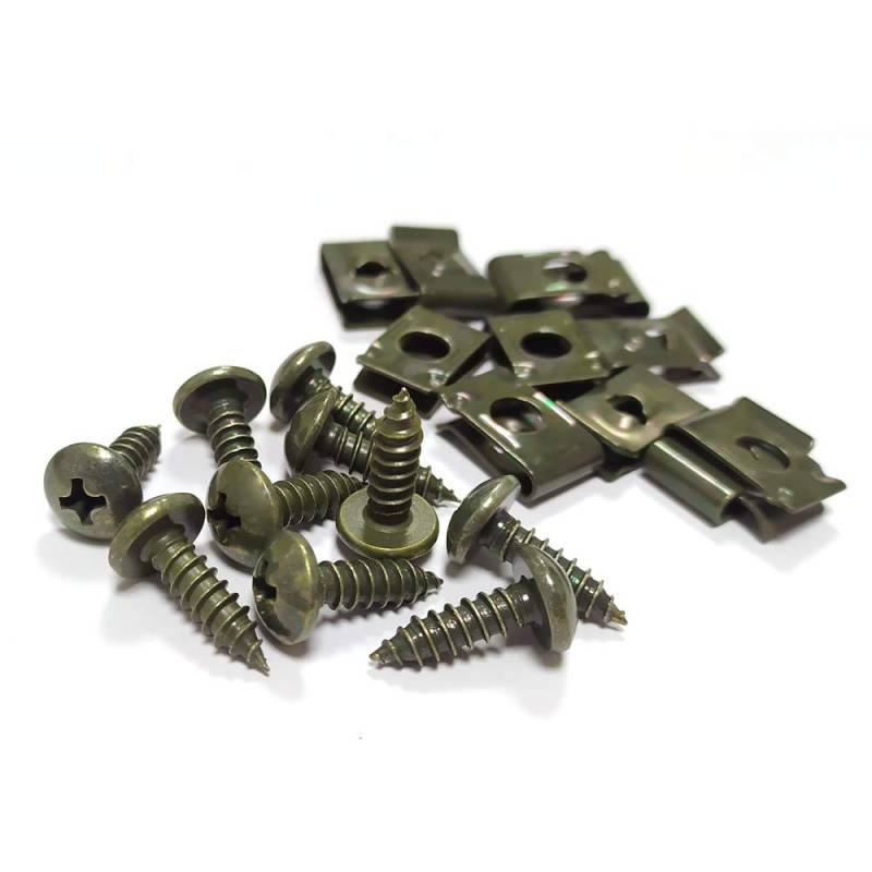 Auto Motorrad Roller ATV Moped E-Bike Kunststoffabdeckung Metallhalterung U-Typ-Clips mit selbstschneidenden Schrauben M4 M5 kompatible Befestigungslösung 10/20/30 Stück(10PCS M5X16MM) von MTGUIWF