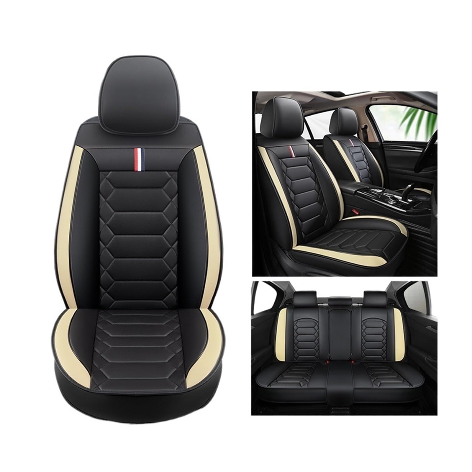 MTNDUYGV sitzbezüge Auto Für 2er F22 F23 F44 F45 F46 G42 Autositzbezug schonbezug autositz(Black beige 5 Seats) von MTNDUYGV