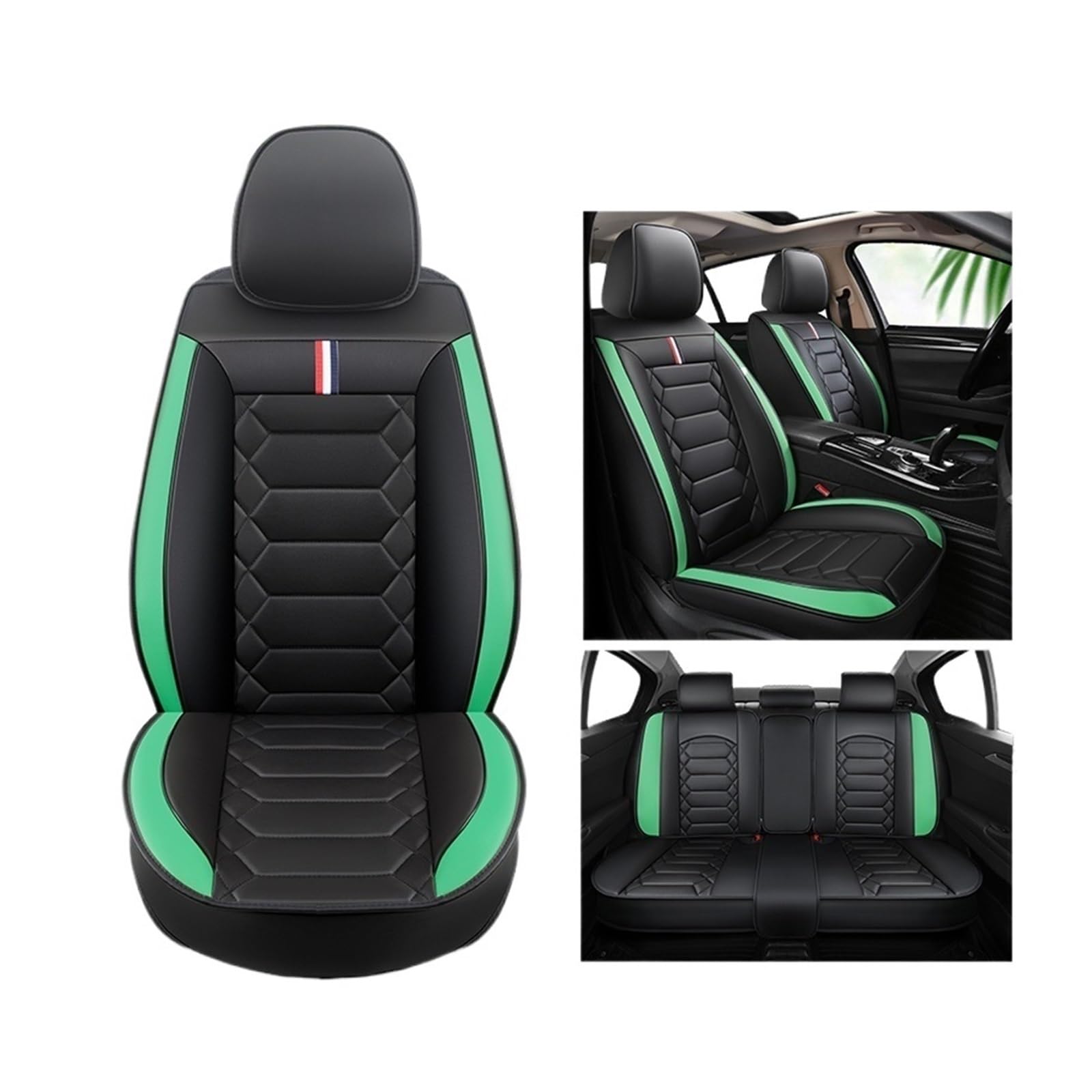 MTNDUYGV sitzbezüge Auto Für 5er F10 F11 G30 G31 E39 E60 E61 F07 F18 G38 Autositzbezug schonbezug autositz(Black Green 5 Seats) von MTNDUYGV