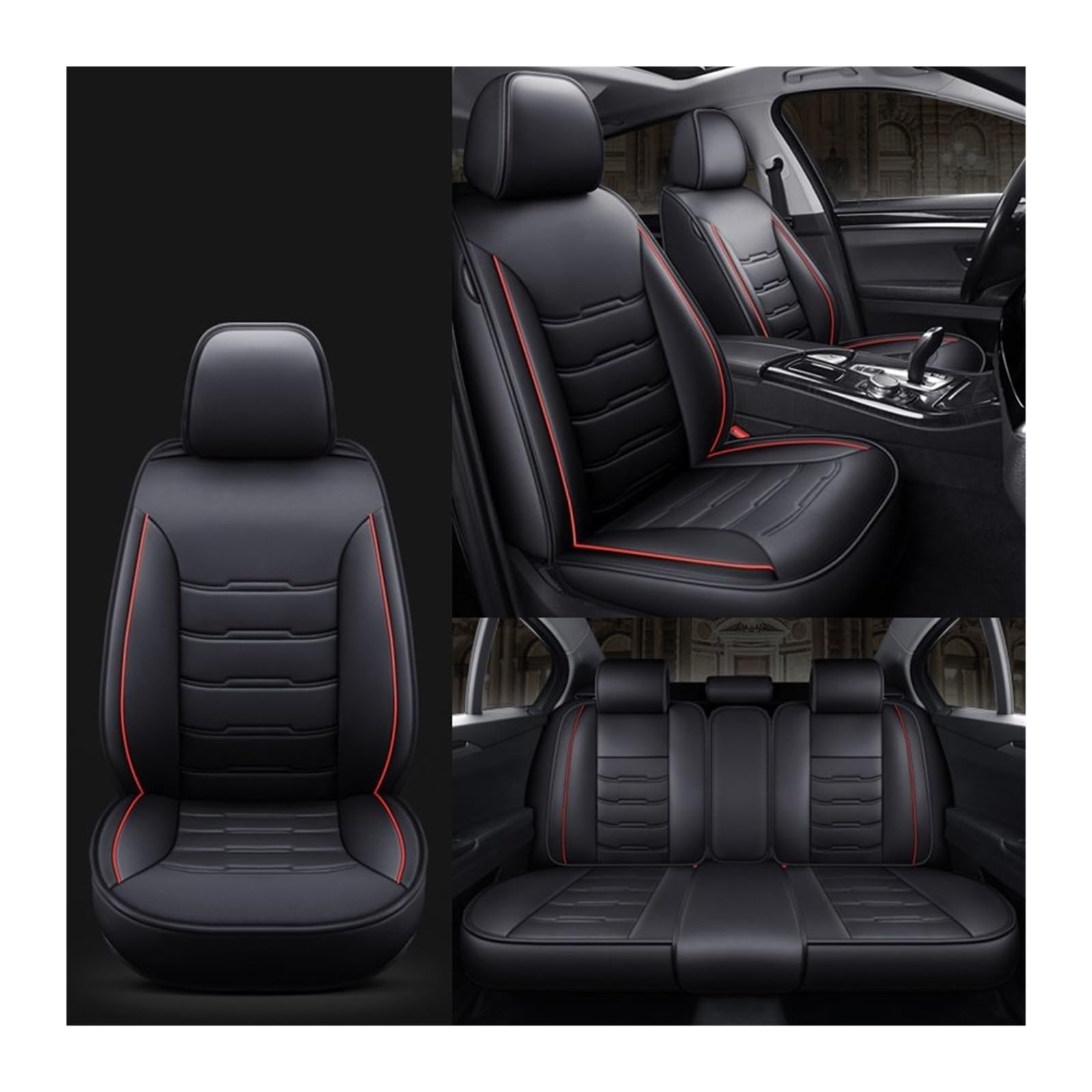 MTNDUYGV sitzbezüge Auto Für A3 Sportback A1 A2 A3 A4 A5 A7 Q2 Q3 Q5 Q7 Autositzbezug schonbezug autositz(Black red 5 Seats) von MTNDUYGV