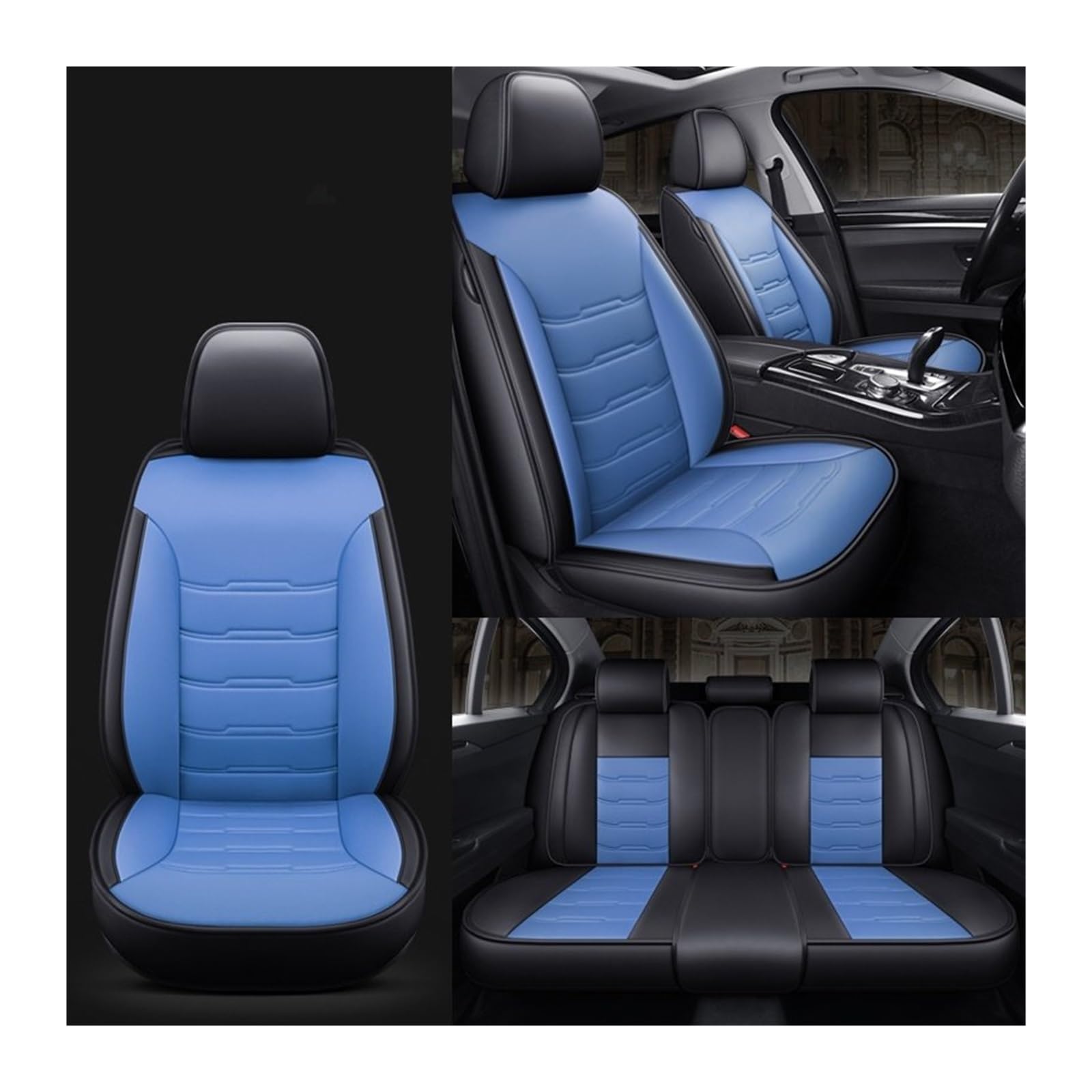 MTNDUYGV sitzbezüge Auto Für Alpina B3 B3S B5 B6 B7 Autositzbezug schonbezug autositz(Black Bule 5 Seats) von MTNDUYGV