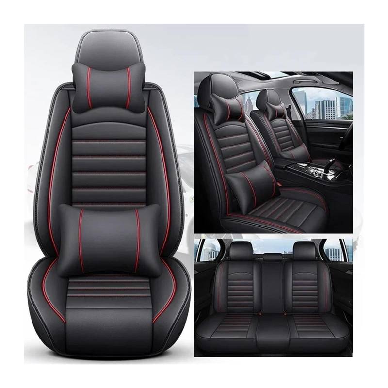 MTNDUYGV sitzbezüge Auto Für Chevrolet Für Cruze Für Blazer Für Captiva Für Camaro Für Aveo Für Malibu Für Equinox Auto Sitz Abdeckung schonbezug autositz(Black Red Pillow) von MTNDUYGV