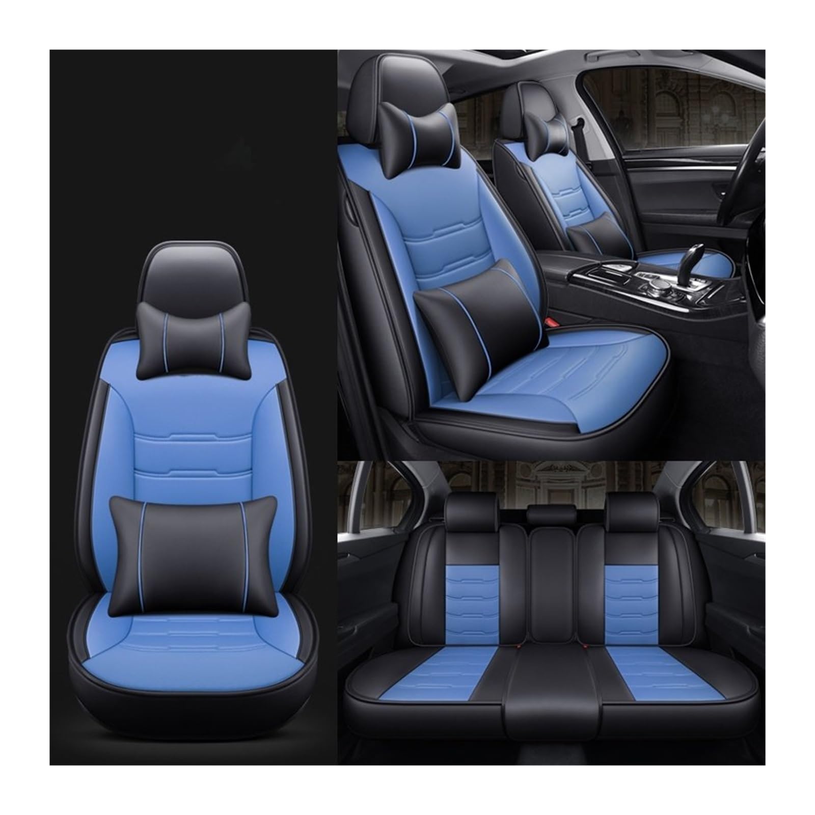 MTNDUYGV sitzbezüge Auto Für Chevrolet Für Impala Für Camaro Für Malibu Für Monte Für Carlo Für Equinox Für Orlando Auto Sitzbezug schonbezug autositz(Black Bule 5 Seats A) von MTNDUYGV