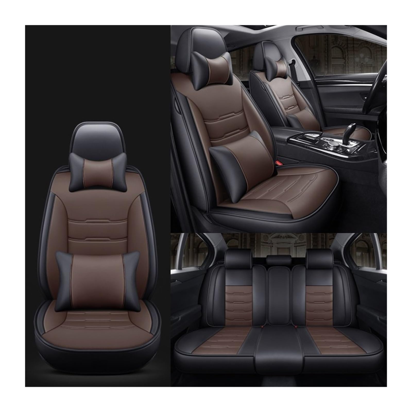 MTNDUYGV sitzbezüge Auto Für Citroen C4 Für Picasso DS3 DS4 DS5 C3 C2 C3 XR C4 Für Kaktus C5 C6 Auto Sitzbezug schonbezug autositz(Black Coffee 5 Seats A) von MTNDUYGV