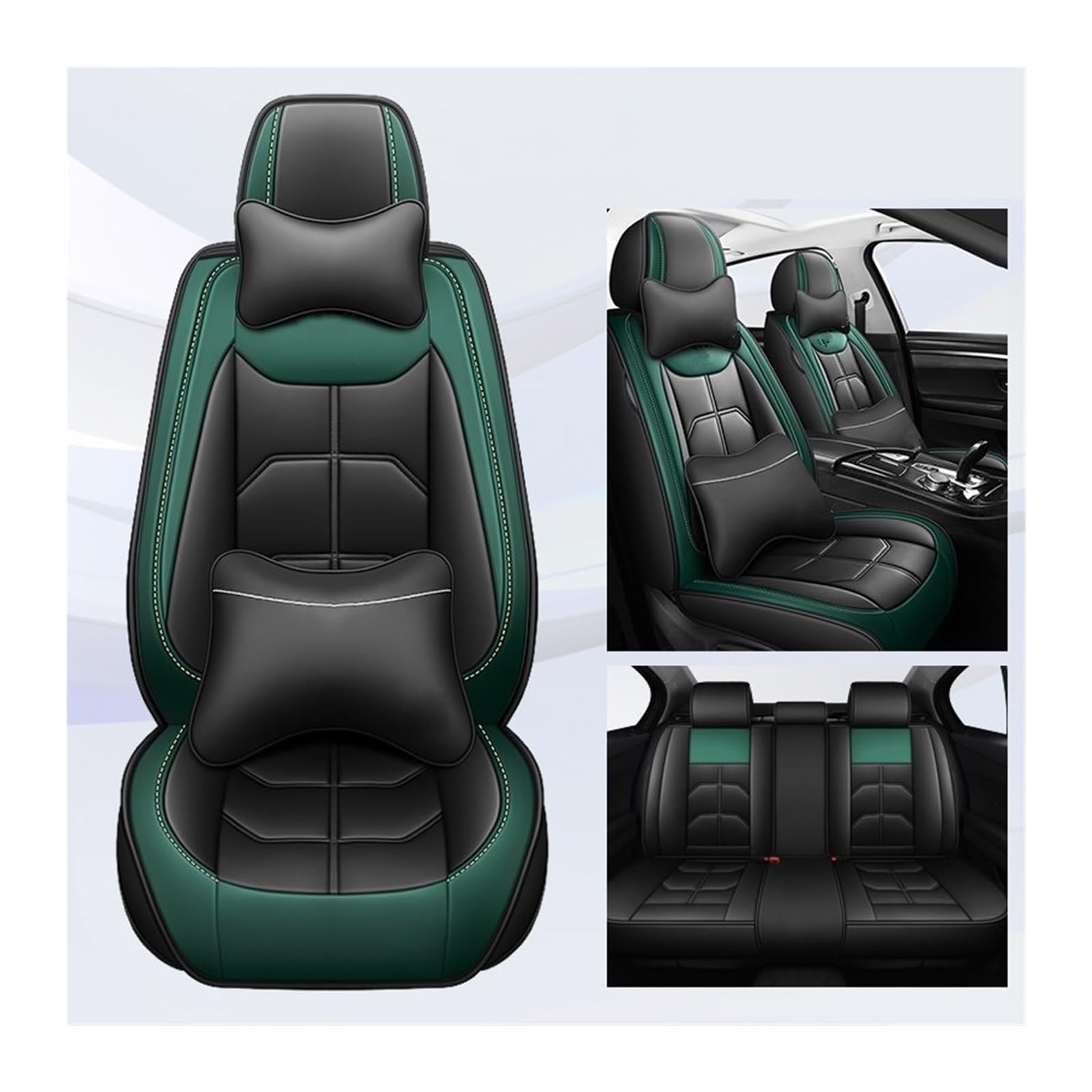 MTNDUYGV sitzbezüge Auto Für Geely Alle Automodelle Für Geometrie C Für Atlas Für Coolray Für Emgrand EC7 Für Tugella Autositzbezug schonbezug autositz(Black Green 5 Seat B) von MTNDUYGV