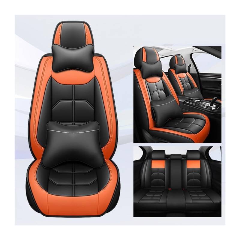 MTNDUYGV sitzbezüge Auto Für Hyundai Für Tucson Für Santa FE I30 I40 Für Veloster Für Terracan Für Ioniq Für Accent Auto Sitz Abdeckung schonbezug autositz(Black Orange 5 Seat B) von MTNDUYGV