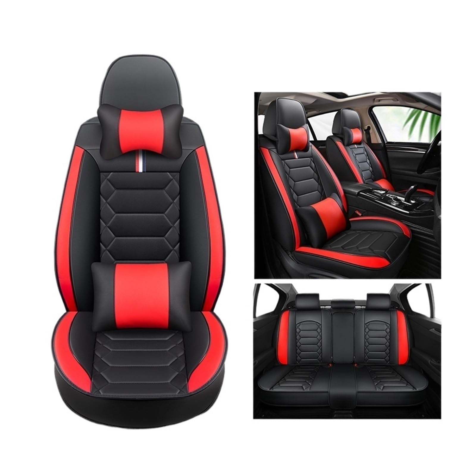 MTNDUYGV sitzbezüge Auto Für Hyundai Für Tucson Für Santa FE I30 I40 Für Veloster Für Venue Für Terracan Für Ioniq Für Accent Auto Sitzbezug schonbezug autositz(Black red 5 Seats A) von MTNDUYGV