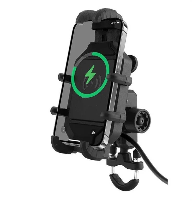 Motorrad Handy Halterung Für 4,0 Bis 7,0 Zoll Große Mobiltelefone. Motorrad-Telefonhalter. Telefonhalterung Mit Kabellosem USB-QC3.0-Schnellladegerät Handyhalter Motorrad(Handlebar Charging) von MTNDUYGV