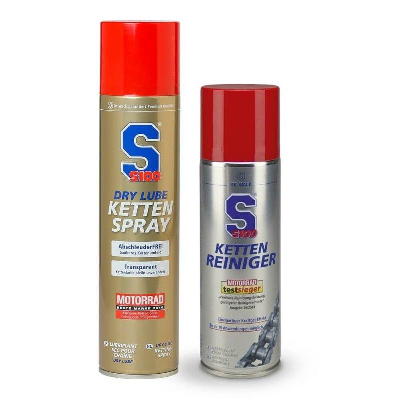 Dr, Wack S100 Kettenspray Dry Lube plus Kettenreiniger Set von MTP-Racing