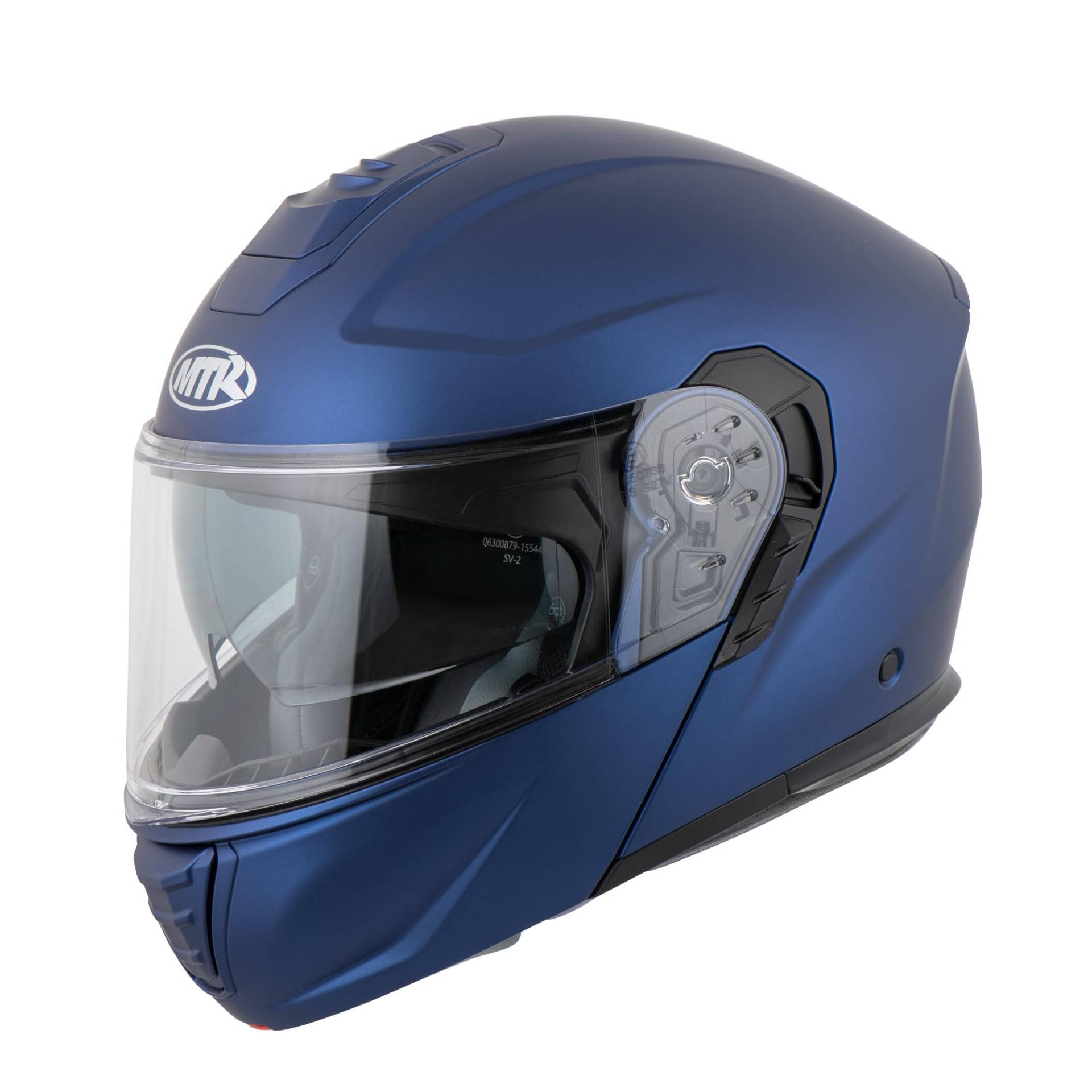 MTR K-4 Evo Klapphelm, als Jethelm & Integralhelm ECE 22.06 Geprüft, Motorradhelm mit Sonnenvisier, Visierwechsel ohne Hilfsmittel, Motorradhelm Herren & Damen, Matt Blau, M von MTR