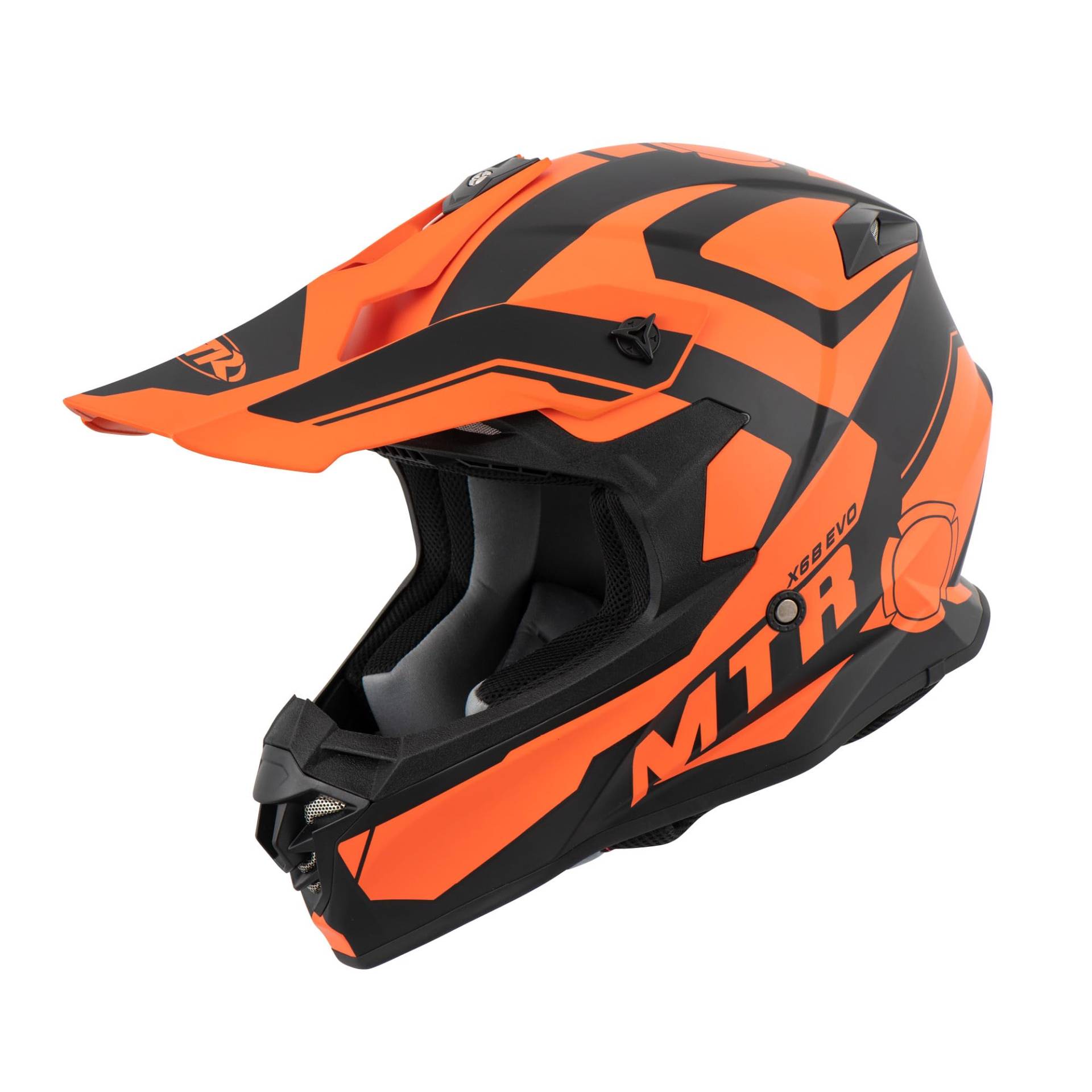 MTR X6B Evo Motocross Helm, ECE 22.06 Geprüfter Motorradhelm, Crosshelm ohne Visier, Cross Helm Motorrad mit Belüftung & Entlüftung, Downhill Helm Geeignet als Fullface Helm MTB, L von MTR