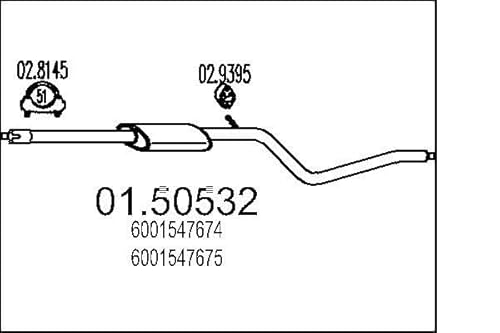 MTS Company 01.50532 Mittelschalldämpfer von エムテクノ MTS