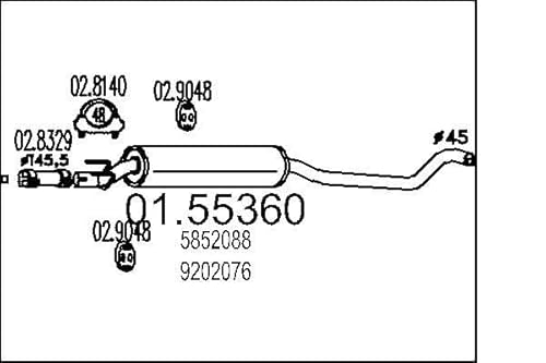 MTS Company 01.55360 Mittelschalldämpfer von エムテクノ MTS