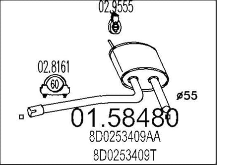 MTS Company 01.58480 Mittelschalldämpfer von エムテクノ MTS