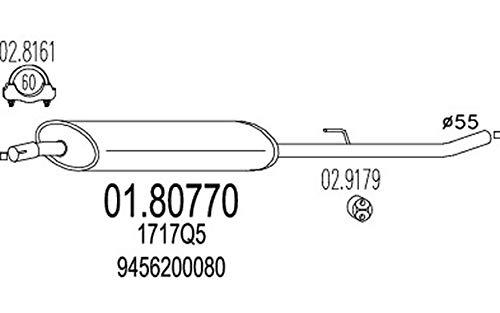 MTS Company 01.80770 Mittelschalldämpfer von エムテクノ MTS