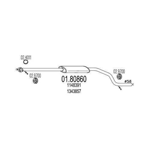 MTS Company 01.80860 Mittelschalldämpfer von エムテクノ MTS