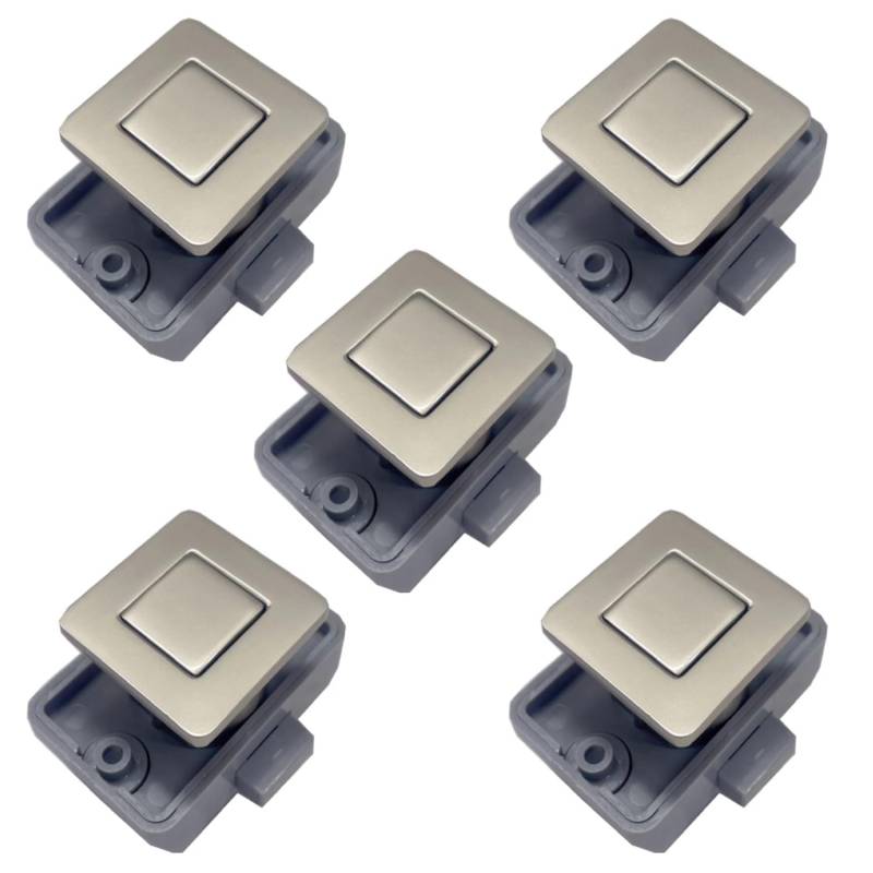 MTSmart RV Metall Druckknopf Schrank Schlösser, Quadratischer RV Schrank Schlösser für Wohnmobile, Wohnwagen, Boote, Yachten, Marine,Wohnmobile Schrank Schlösser Schlüssellose (Perlnickel 5PC) von MTSmart