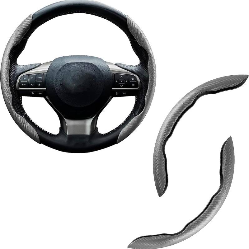 Auto Lenkradbezug für FIAT Bravo 2008-2012, Anti Rutsch Atmungsaktiv Carbon Faser Segmentierter LenkradhüLlen ZubehöR, Lenkradbezug,Grey von MTYNB