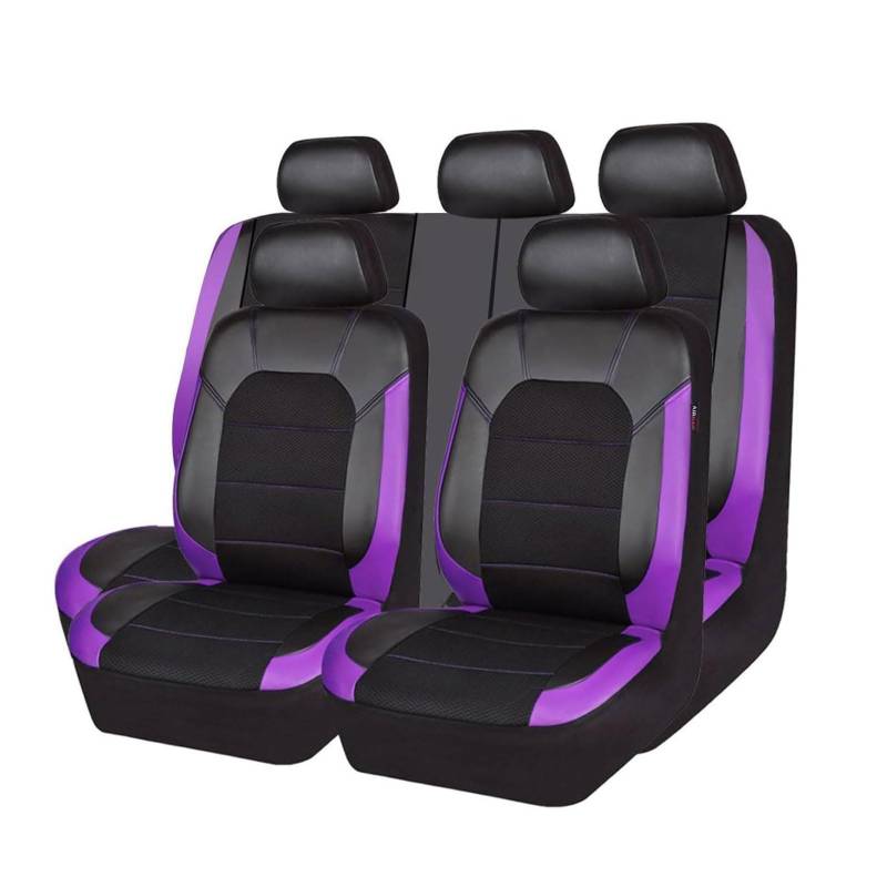 Auto Sitzbezüge Sets für Mazda CX-9 1.Generation 2007 2008, Leder Autositzbezüge rutschfest Sitzbezügesets Wasserdichter Sitzbezug-Sets,Purple von MTYNB