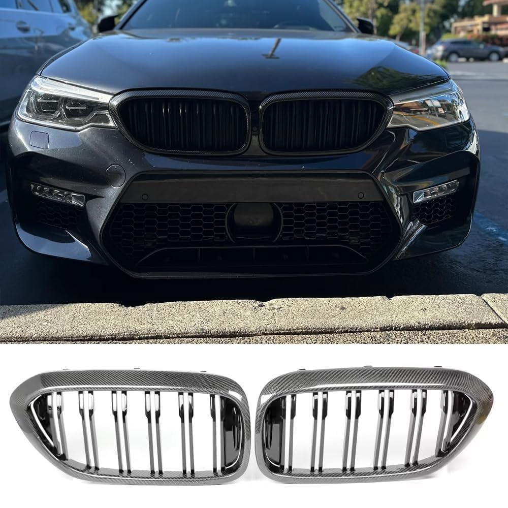 Für BMW G30 G31 5-Serie 530i 540i 2017-2020 Kohlefaser Front Nieren Kühlergrill von MUCCGQ