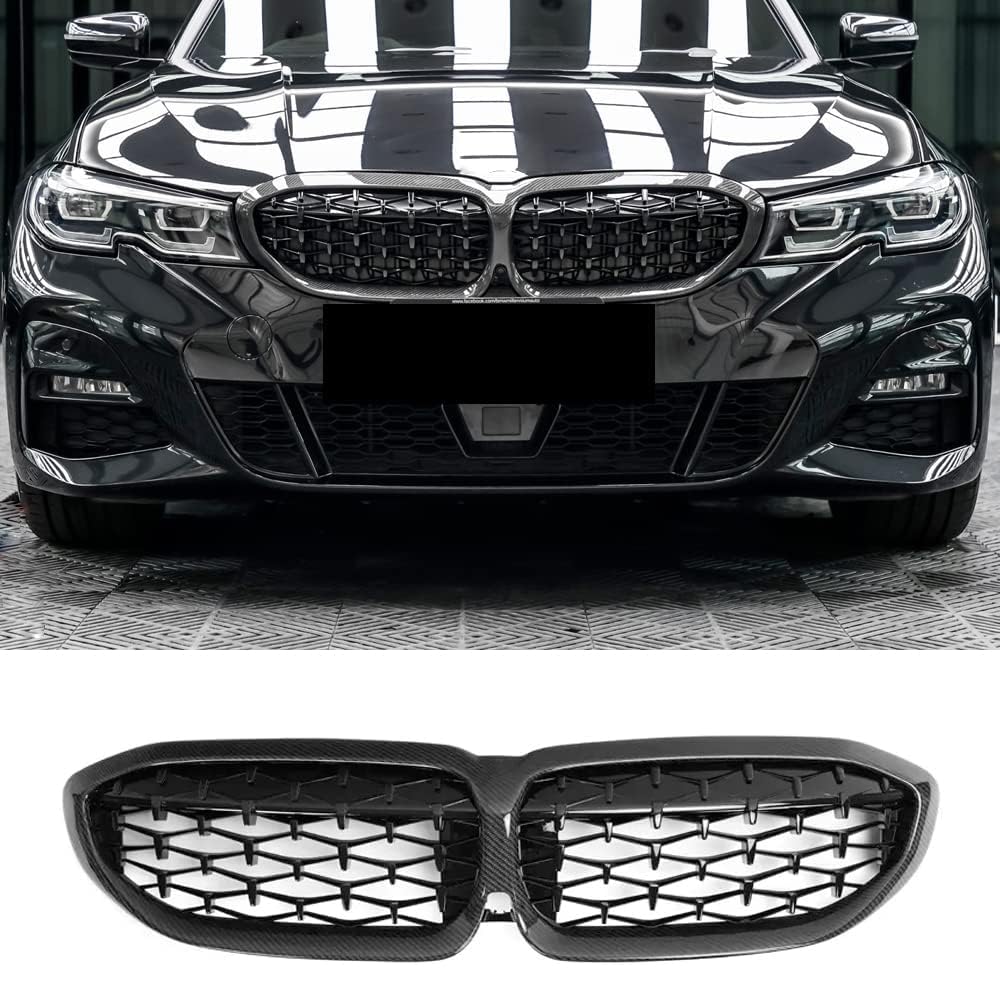 Kohlefaser Diamant Frontstoßstangen Kühlergrill Schwarz für BMW 3er G20 G21 Limousine 2018+ von MUCCGQ