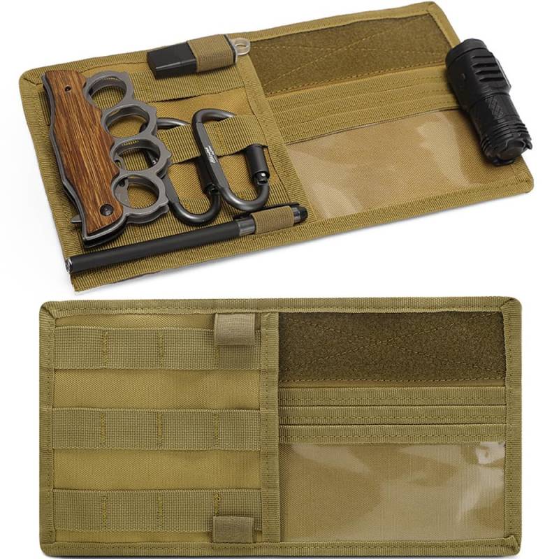 MUCHER 2 Pack Auto Sonnenblende Organizer Car Sun Visor Organizer Molle Visier Panel Organizer Taktische Auto Interieur Zubehör Multifunktion Aufbewahrungstasche für Kartenlizenzschlüssel usw. (Khaki) von MUCHER