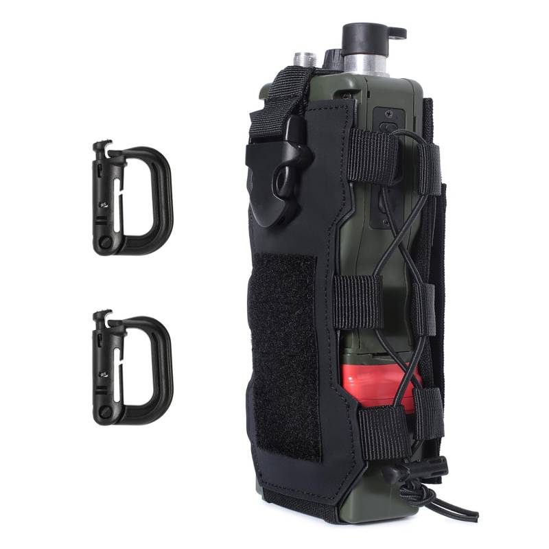 MUCHER Taktisch Flaschenhalter Molle Flaschen Halter Haltbares Militär Trinkflasche Beutel mit 2 Haken Wasserflaschenhalter für Outdoor Wandern Jagdcamping Training (Schwarz) von MUCHER