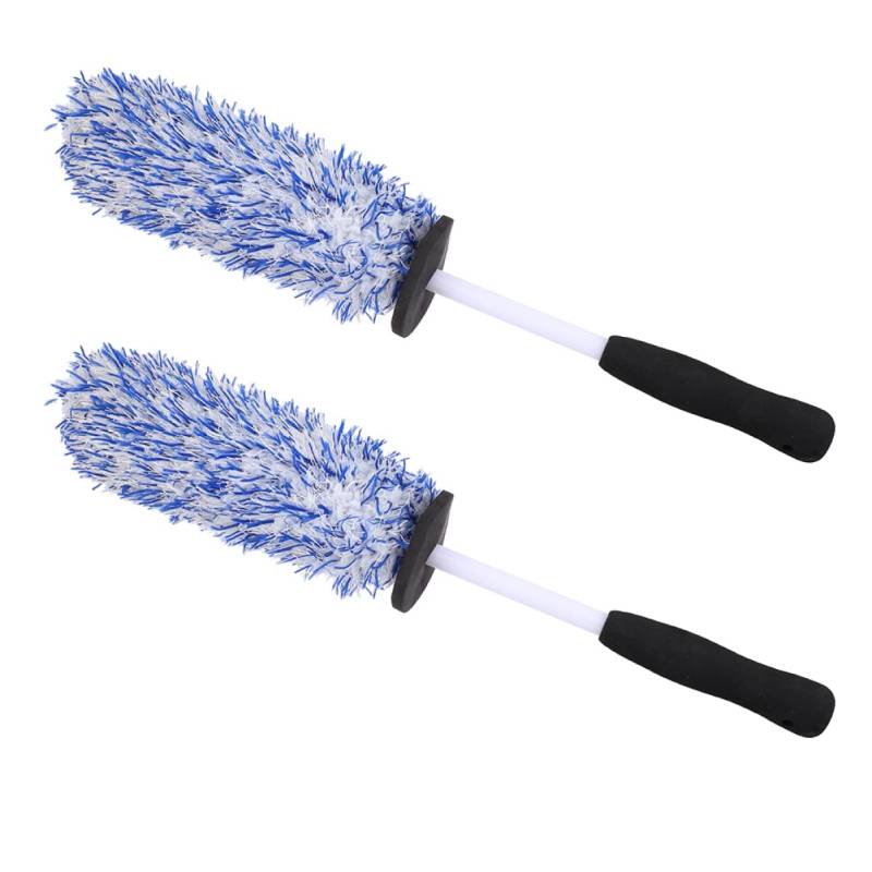 MUCKLILY 2 STK Nabenbürste Auto pflegeprodukte Auto reinigungsbürste car wash Brush Radbürste Reifenreiniger Reinigungsbürste für Felgennaben Werkzeug zum Waschen von Reifenbürsten Blue von MUCKLILY