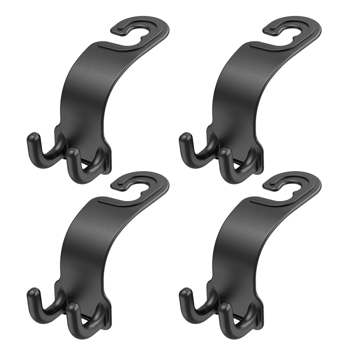 MUCKLILY 4 Stück Autohaken Netz verriegeln Behälter Anhänger Halter Stroller Hooks Auto aufbewahrung Accessoires für Auto Rücksitzhaken Kleiderbügel für die Kopfstütze im Auto Abs Black von MUCKLILY