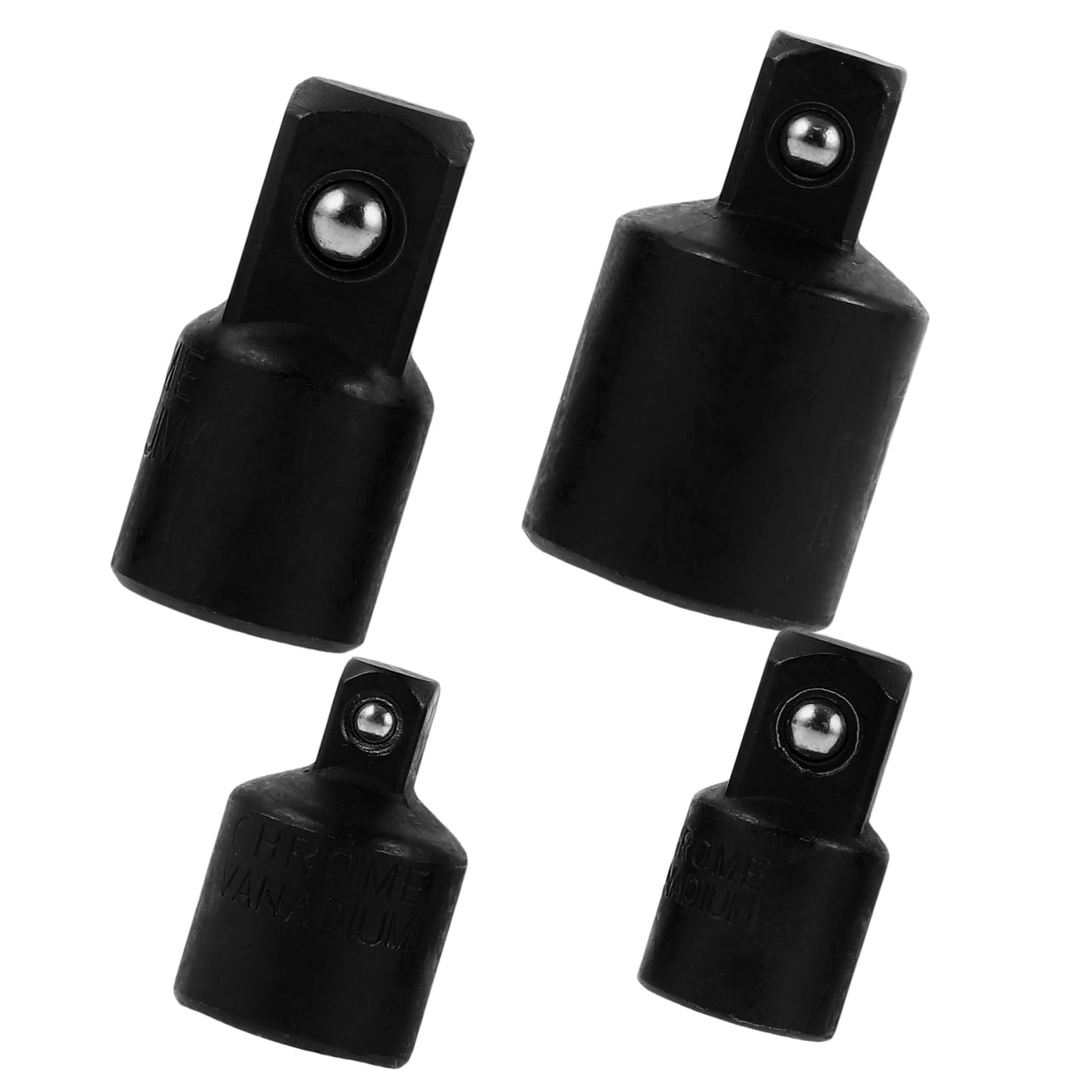 MUCKLILY 4-teiliges Set Schraubenschlüsseladapter Stecker Schlagbohrmaschine Schlagadapter Schlagstecknuss-Adapter Steckschlüssel Sortierte Steckdose Chrom-Vanadium-legierter Stahl Black von MUCKLILY