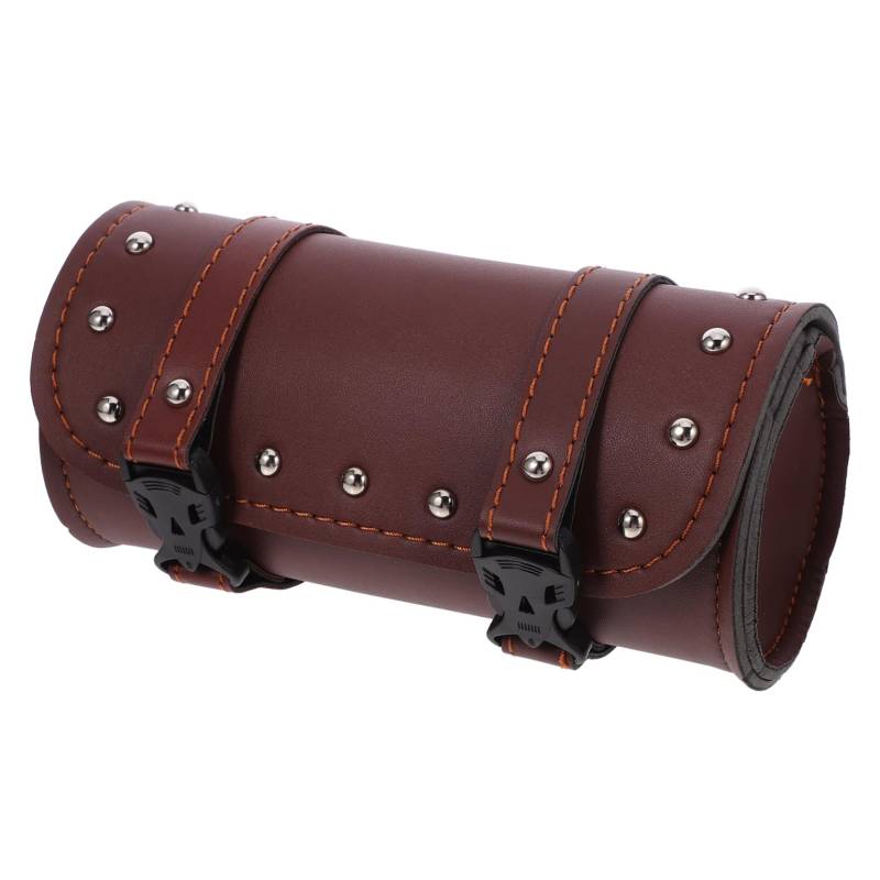 MUCKLILY 5st Motorradtasche Fahrradlenkertasche Motorradhelm -hecktasche Koffer E-Roller Multifunktionale Hüfttasche Motorradständer Beutel Sattel Gabeltasche Brown Pu-Leder von MUCKLILY