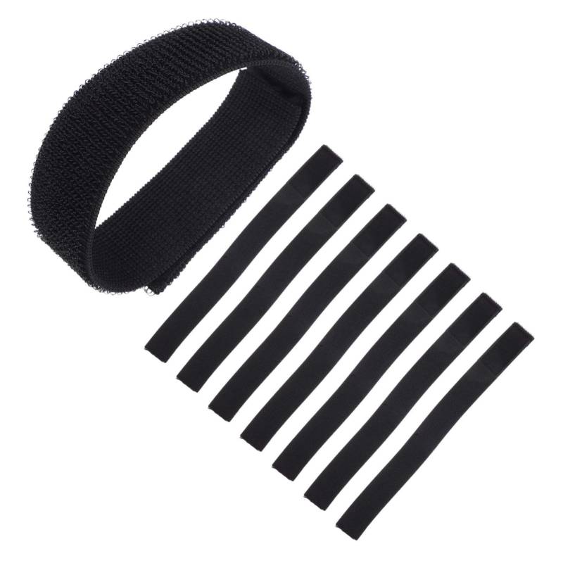 MUCKLILY 8St Klettverschlüsse Radfahren zubehör elastisches Stiefelband Schnallenband Ölleitung für Offroad-Motorräder Klebeband Spitzenband Fahrradstiefelgurt Hosenbeinband Polyester Black von MUCKLILY