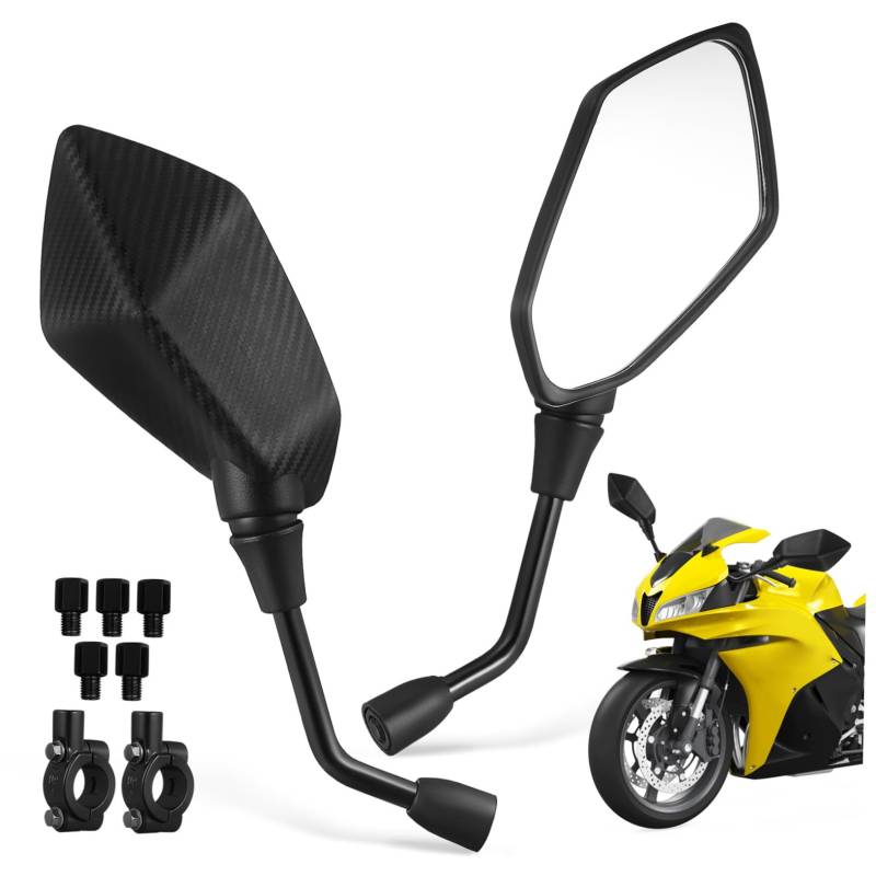 MUCKLILY Drehbare Lenkerhalterung Für Motorradspiegel Konvexer Rückspiegel Mit Runder Form Universell Einsetzbar Für Moped Und Roller E Geprüft Ideal Für Optimale Sicht Und von MUCKLILY