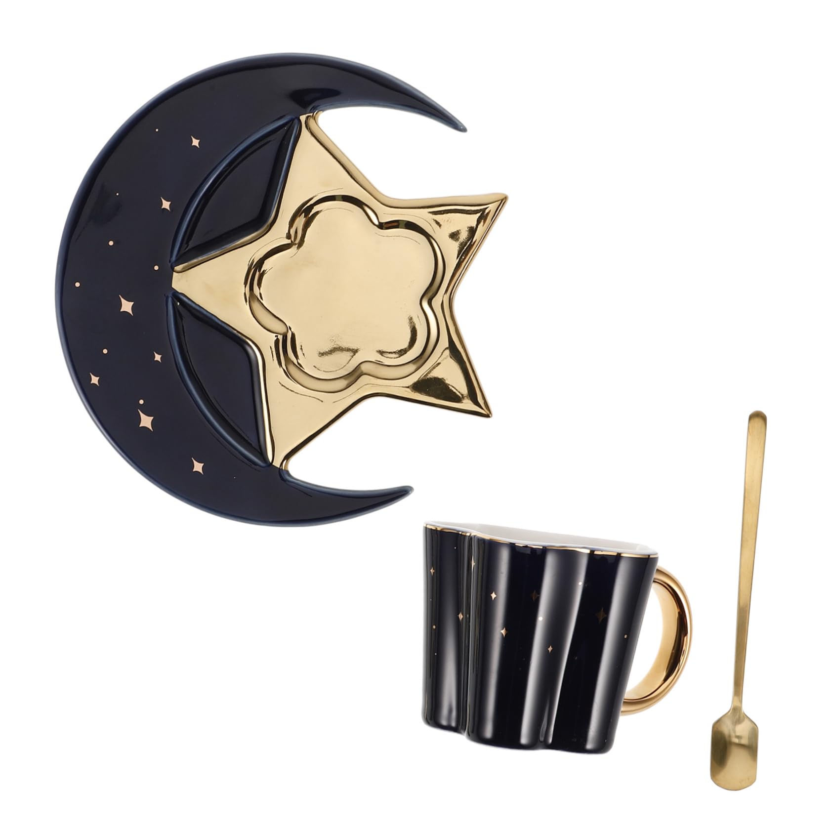 MUELODSIC 1 Satz Becher Mond und Sterne Tasse Keramische Kaffeetasse Luxus Kaffeetasse Einzigartige Kaffeetasse Moderne Kaffeetasse riesige Kaffeetasse Halloween-Tassen Kaffeetassen Keramik von MUELODSIC