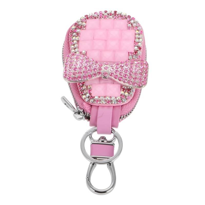 MUELODSIC Niedliche Schlüsselanhänger Für Frauen, Elegante Rosa Autoschlüsselabdeckung, Glänzende Strass-Schleife, Stilvoller Kristall-schlüsselanhänger-Schutz Für Autoschlüssel von MUELODSIC