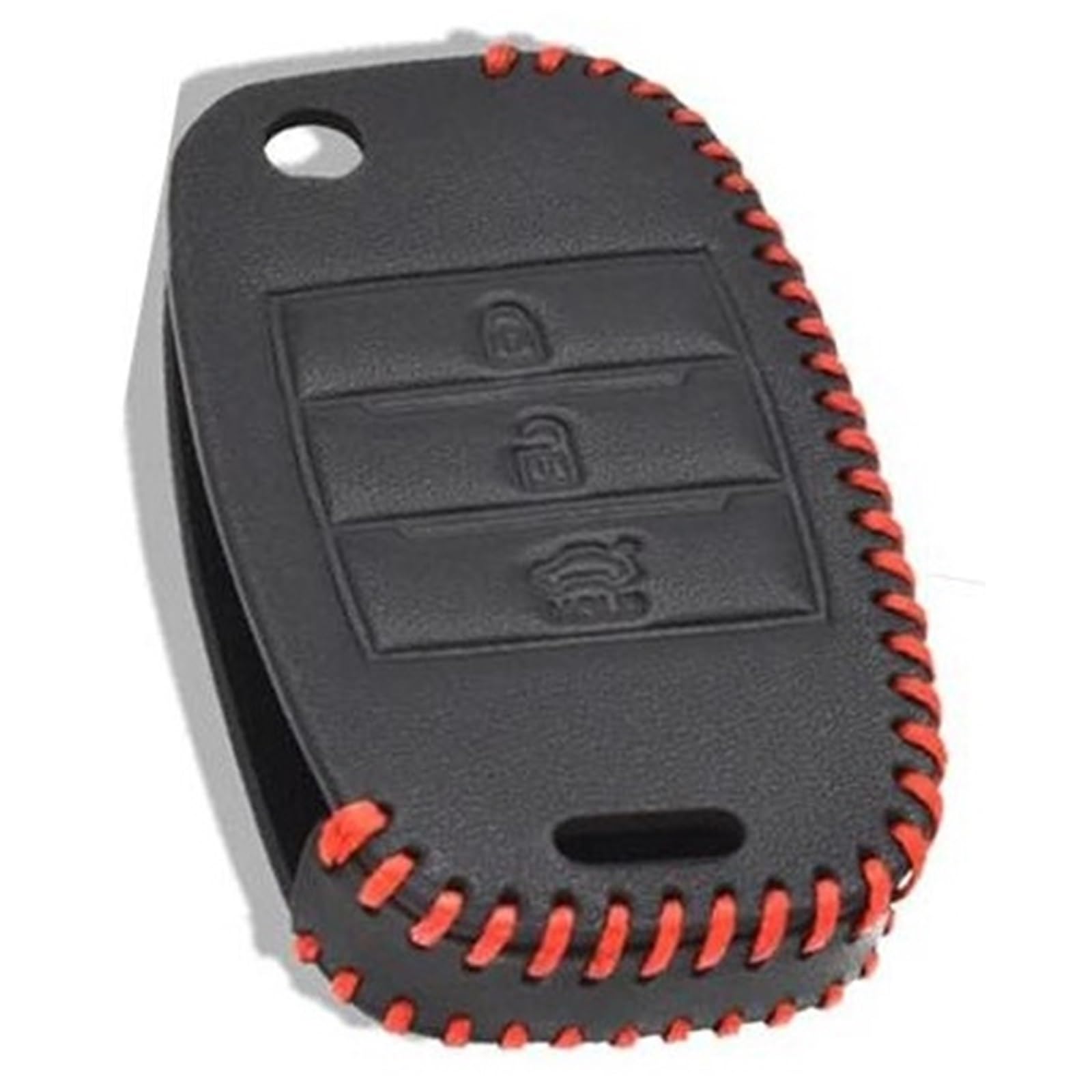 MUEOSI 3-Tasten-Autoschlüsselhülle, for Kia, Sedona, Optima, Ceed, Soul, Rondo, Carens, schwarzes Leder-Schlüsselanhänger-Etui, schlüsselloser Halter, Schlüsselanhänger-Schutz Autoschlüsselgehäuse von MUEOSI