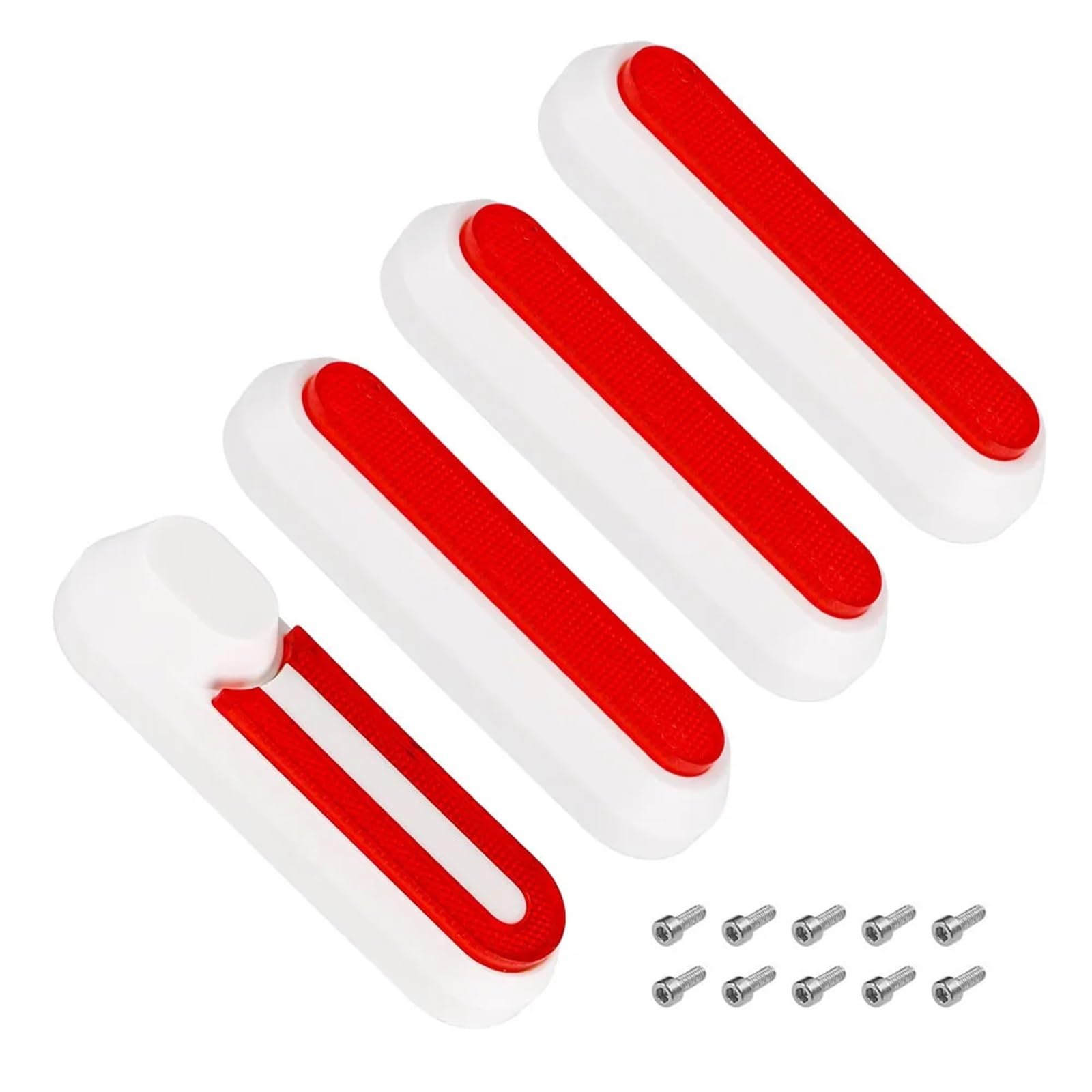 MUEOSI 4X Radkappen-Schutzschalen for Xiaomi, Mi Electric Scooter Pro 2 M365 Scooter, reflektierende Aufkleber, Zubehör Reflexstreifen(White Red) von MUEOSI