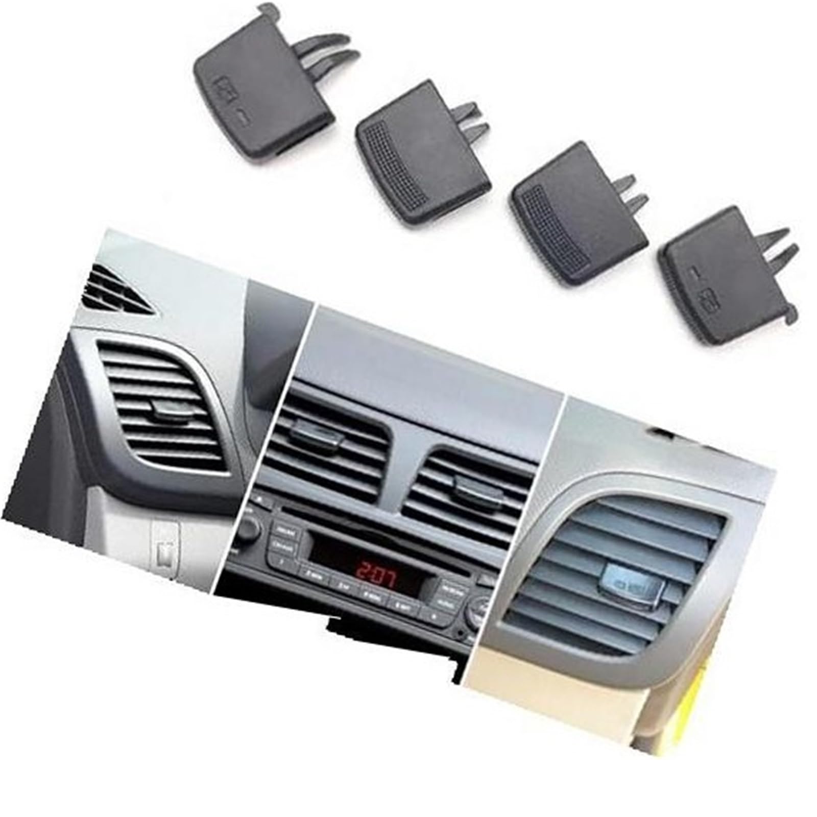 MUEOSI Armaturenbrett-Entlüftungs-Reparatursatz, Auslasslaschen-Clip, Entlüftungsgitter, Auto-Clip, for Hyundai, for Verna for Solaris 2010–2016 Entlüftungslaschenclip(Black Set of 4) von MUEOSI