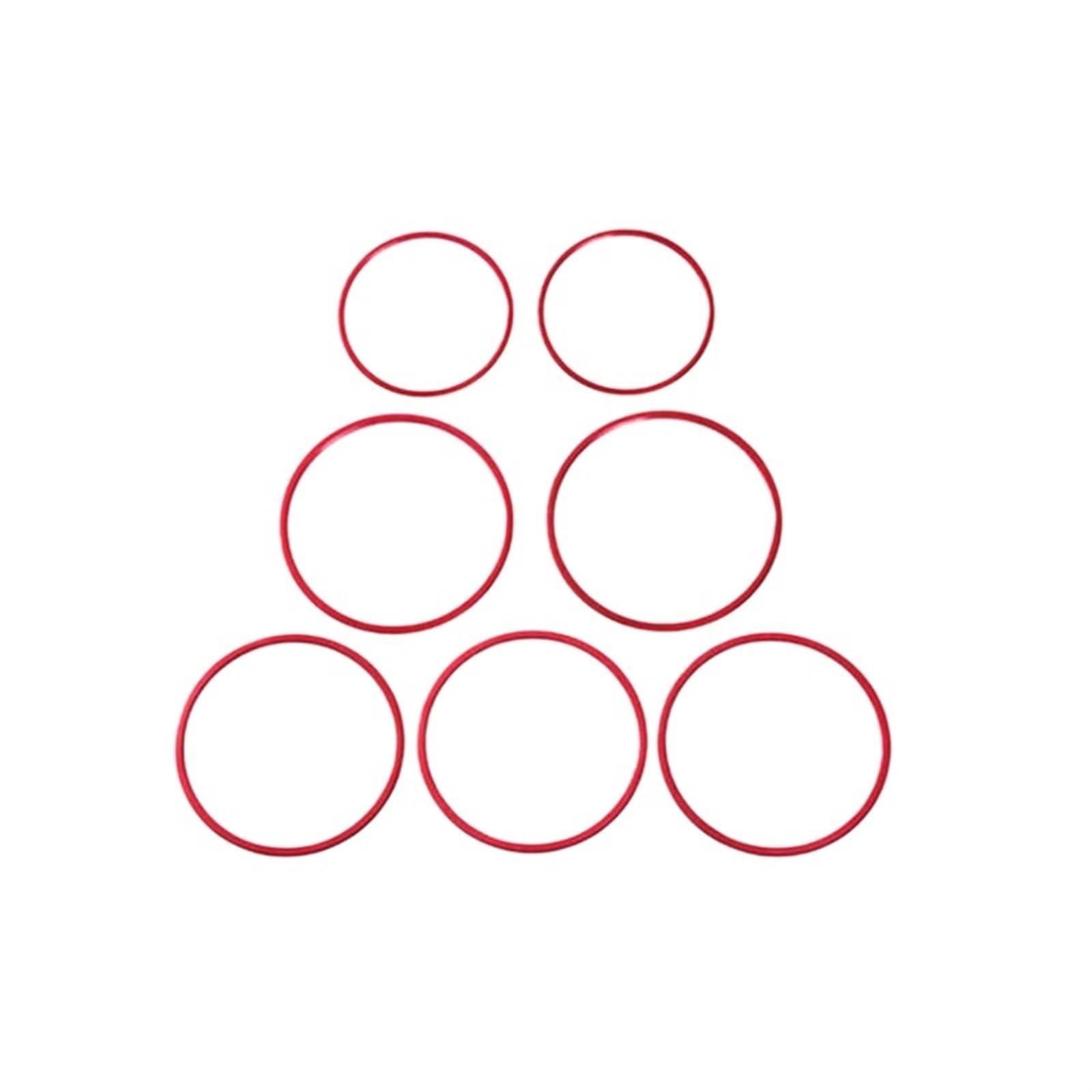 MUEOSI Auto-Klimaanlage-Auslassringe, Dekoration, Abdeckung, Zierleiste, 7 Stück, for C-Klasse W205 GLC X253 2015–2018 AC-Steckdosenabdeckung(Red Inner) von MUEOSI